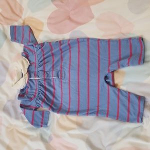 RALPH LAUREN Baby Girl's Rugby-Striped Coverall Size 3M